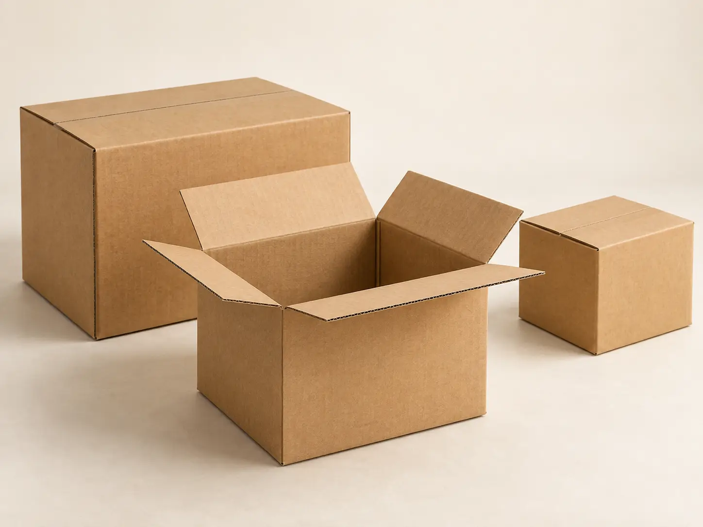 Brown corrugated boxes in different sizes